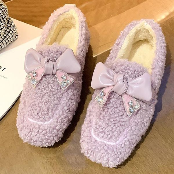 tolezy women shoes winter warm fashion rhinestone bow-knot decoration solid color fur warm loafers home slip-on woman shoes, Black 
tolezy women shoes winter warm fashion rhinestone bow-knot decoration solid color fur warm loafers home slip-on woman shoes, Black