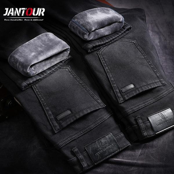 men's jeans jantour hommes winter business casual fleece black thicken trousers straight elasticity for men 2021, Blue
men's jeans jantour hommes winter business casual fleece black thicken trousers straight elasticity for men 2021, Blue