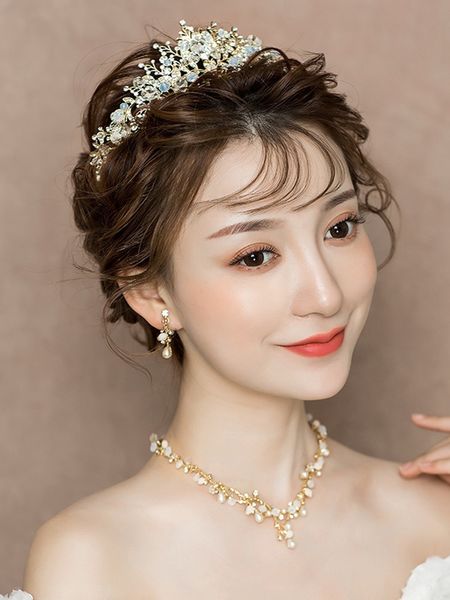 2020 new bridal headdress atmosphere crown necklace earrings three piece dress wedding accessories women, Silver
2020 new bridal headdress atmosphere crown necklace earrings three piece dress wedding accessories women, Silver