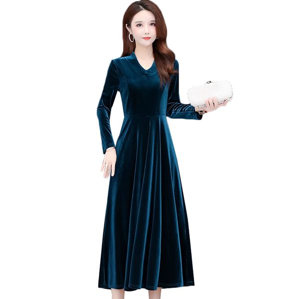 2021 new fall/winter women's golden velvet new v-neck long sleeve office dress plus size 5xl 6xl elegant ladies party dresses s2dm, Black;gray
2021 new fall/winter women's golden velvet new v-neck long sleeve office dress plus size 5xl 6xl elegant ladies party dresses s2dm, Black;gray