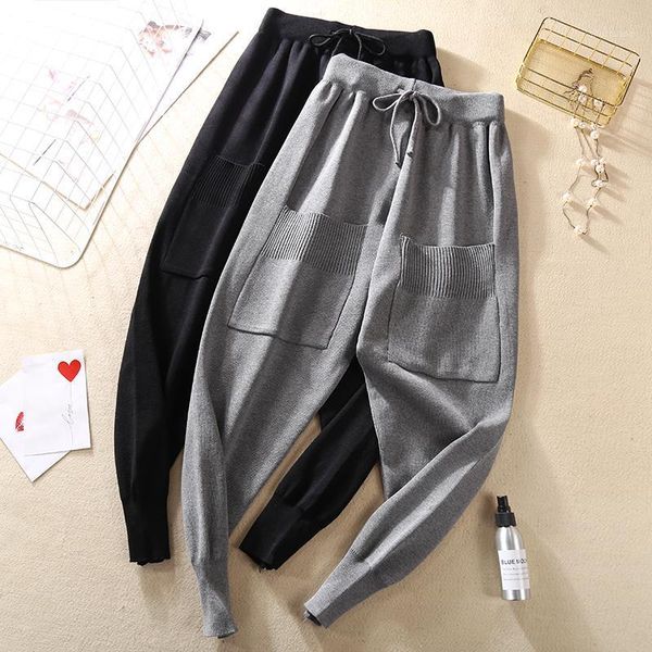 women's elastic waist drawstring trousers knitted loose harem pants autumn winter pockets ankle-length sport wear1, Black;white
women's elastic waist drawstring trousers knitted loose harem pants autumn winter pockets ankle-length sport wear1, Black;white