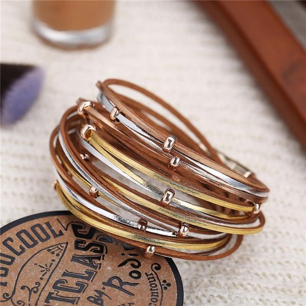 charm bracelets 17km fashion multi-layer leather bracelet for women man vintage gold sliver couple friendship & bangles gift jewelry, Golden;silver
charm bracelets 17km fashion multi-layer leather bracelet for women man vintage gold sliver couple friendship & bangles gift jewelry, Golden;silver