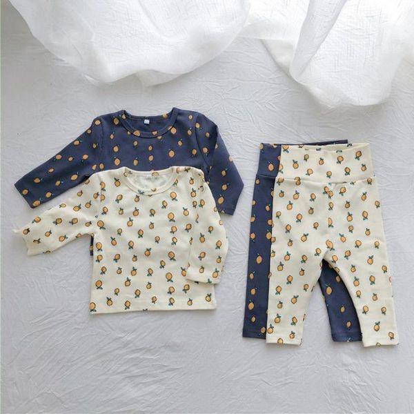 2021 new spring baby boys girls home clothes set lemon print bottoming shirt + high waist pants children casual 2 piece suit, White
2021 new spring baby boys girls home clothes set lemon print bottoming shirt + high waist pants children casual 2 piece suit, White