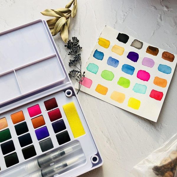 24 colors watercolor paints set aquarela portable travel solid pigment with water color brush pen for painting art supplies1
24 colors watercolor paints set aquarela portable travel solid pigment with water color brush pen for painting art supplies1
