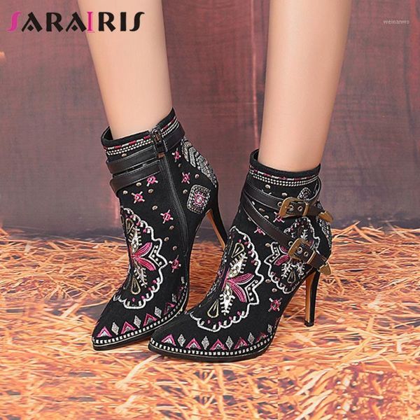 sarairis new fashion female rivet boots ankle boots women pointed toe thin high heels zip buckle embroider shoes woman1, Black
sarairis new fashion female rivet boots ankle boots women pointed toe thin high heels zip buckle embroider shoes woman1, Black