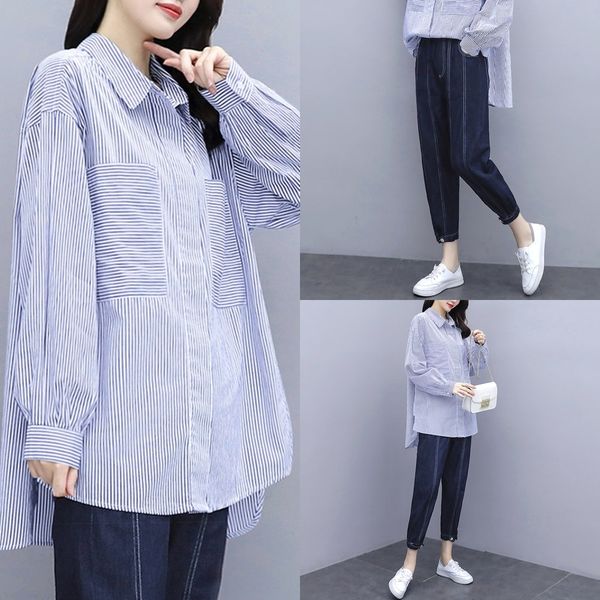 jn9lv autumn new shirt large size slimming age-reducing casual western style two-piece set loose shirt striped set mzxpj, Gray
jn9lv autumn new shirt large size slimming age-reducing casual western style two-piece set loose shirt striped set mzxpj, Gray
