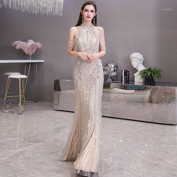 luxurious crystal beaded evening dresses halter neck sleeveless trumpet evening party gown dresses woman party night1, White;black
luxurious crystal beaded evening dresses halter neck sleeveless trumpet evening party gown dresses woman party night1, White;black