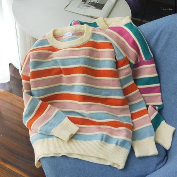 wool pullovers rainbow striped sweater coat for women autumn pastel colors soft jumper knitted winter chic warm sweaters1, White;black
wool pullovers rainbow striped sweater coat for women autumn pastel colors soft jumper knitted winter chic warm sweaters1, White;black