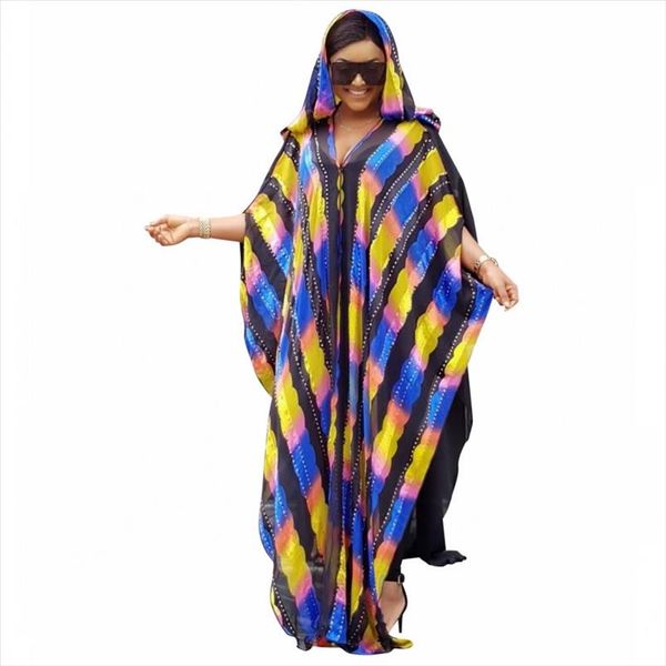 african dresses for women coloful striped chiffon abaya dress with hood plus size maxi long dress gowns with long inner wear, Black;gray
african dresses for women coloful striped chiffon abaya dress with hood plus size maxi long dress gowns with long inner wear, Black;gray