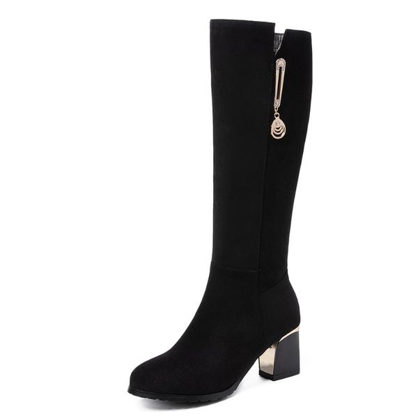 boots suede high-heeled metal trim side zipper knee-length women's with thick and thin legs plush comfortable shoes, Black
boots suede high-heeled metal trim side zipper knee-length women's with thick and thin legs plush comfortable shoes, Black