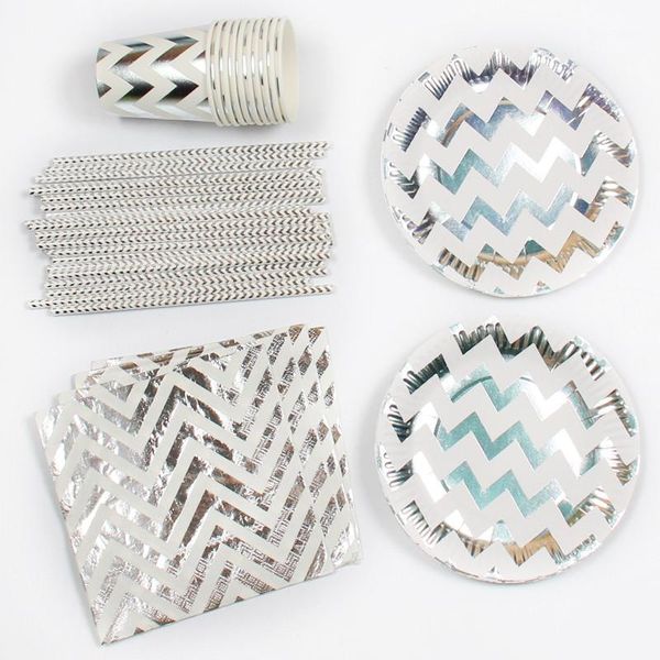 85pcs silver foil wave disposable tableware sets paper plates cups napkins baby shower favor drinking straws wedding party decor1
85pcs silver foil wave disposable tableware sets paper plates cups napkins baby shower favor drinking straws wedding party decor1