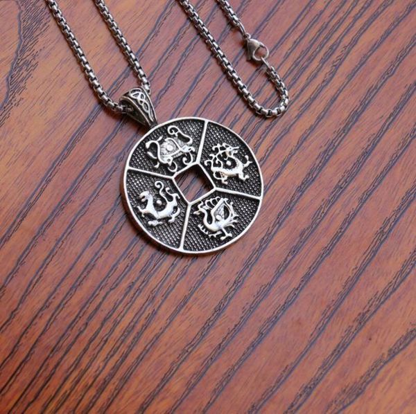 stainless steel chain men necklaces double sides dragon phoenix tortoise kirin pattern disc pendant necklace silver punk jewelry
stainless steel chain men necklaces double sides dragon phoenix tortoise kirin pattern disc pendant necklace silver punk jewelry