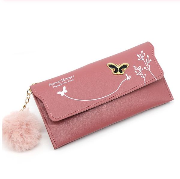 2020 fashionable new women long wallets pure color wool ball bow clutch bag women's long bag card bag coin purse, Black
2020 fashionable new women long wallets pure color wool ball bow clutch bag women's long bag card bag coin purse, Black