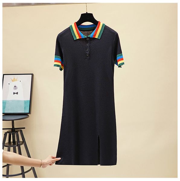 2021 new summer women turn-down collar rainbow knitting pearl buttons short sleeve slim high waisted casual a line dress plmd, Black;gray
2021 new summer women turn-down collar rainbow knitting pearl buttons short sleeve slim high waisted casual a line dress plmd, Black;gray