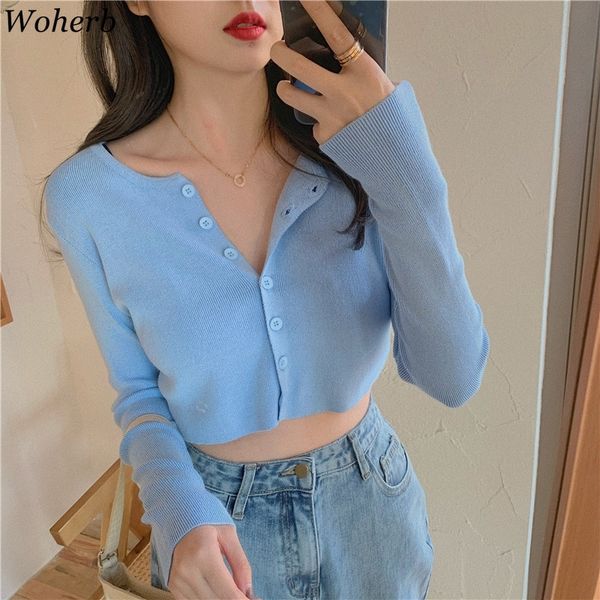 woherb spring autumn women fashion thin cardigans sweaters single breasted elastic knitted crop korean solid jumper y200720, White;black
woherb spring autumn women fashion thin cardigans sweaters single breasted elastic knitted crop korean solid jumper y200720, White;black