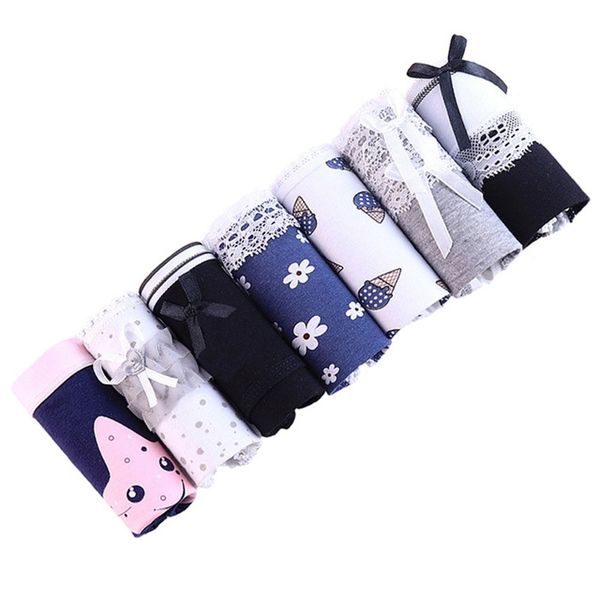 women 7 pieces/lot lace seamless cotton briefs underwear cute panties breathable ladies underpants female intimates y200425, Black;pink
women 7 pieces/lot lace seamless cotton briefs underwear cute panties breathable ladies underpants female intimates y200425, Black;pink