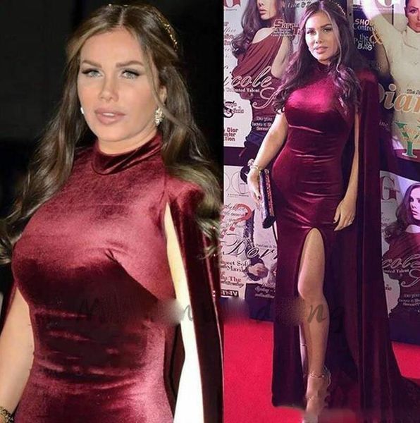 elegant burgundy caped prom dresses high neck velvet prom dress 2021 with side slit mermaid long formal evening gowns celebrity, Black
elegant burgundy caped prom dresses high neck velvet prom dress 2021 with side slit mermaid long formal evening gowns celebrity, Black