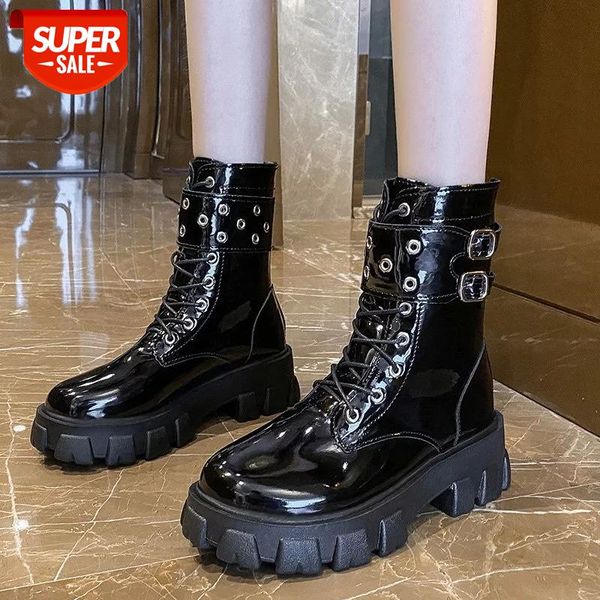 lucyever fashion double buckle patent leather ankle boots for women punk style platform motorcycle boots woman chunky shoes lady #o52g, Black
lucyever fashion double buckle patent leather ankle boots for women punk style platform motorcycle boots woman chunky shoes lady #o52g, Black