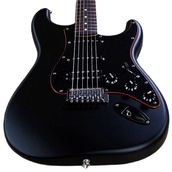 2022 new strat guitar, gyst-1166 magic matte black color ,solid body,black red line pick guard, 22 fret ,chrome hardware, ebony fretboard,
2022 new strat guitar, gyst-1166 magic matte black color ,solid body,black red line pick guard, 22 fret ,chrome hardware, ebony fretboard,