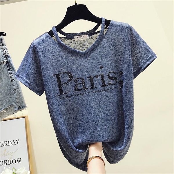 summer v neck tshirt women t shirt 2020 korean style letter diamonds women short sleeve basic ropa mujer chic clothes, White
summer v neck tshirt women t shirt 2020 korean style letter diamonds women short sleeve basic ropa mujer chic clothes, White