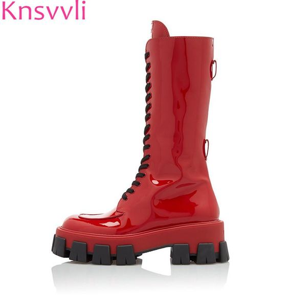 red patent leather women motorcycle boots low heels round toe lace up fashion week platform shoes woman casual mid calf boots, Black
red patent leather women motorcycle boots low heels round toe lace up fashion week platform shoes woman casual mid calf boots, Black