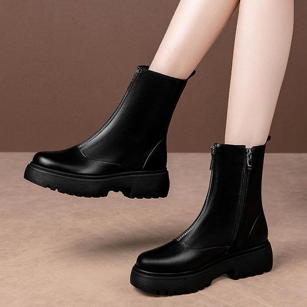 fashion genuine leather chunky high heels platform boots female ankle boots zipper shoes woman working party winter, Black
fashion genuine leather chunky high heels platform boots female ankle boots zipper shoes woman working party winter, Black
