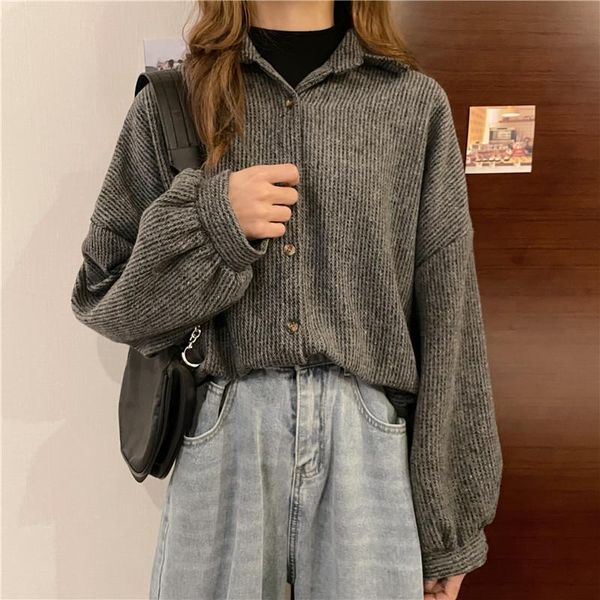 vintage gray/khaki thicken blouse women elegant turn-down collar single breasted long sleeve shirts female 2020 autumn winter, White
vintage gray/khaki thicken blouse women elegant turn-down collar single breasted long sleeve shirts female 2020 autumn winter, White