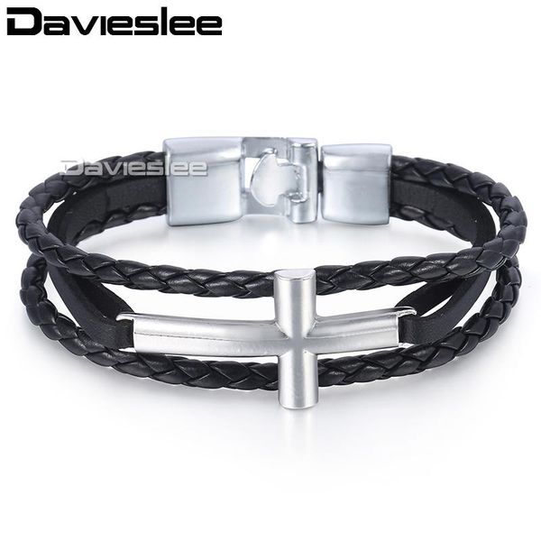 davieslee womens mens chain cross charm bracelet wristband man-made leather braided rope link black silver color 11mm llbm117
davieslee womens mens chain cross charm bracelet wristband man-made leather braided rope link black silver color 11mm llbm117