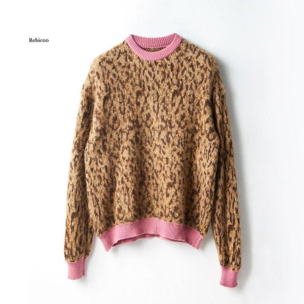 women's sweaters fashion korean version women leopard print loose knitted sweater vintage long sleeve female pullovers chic, White;black
women's sweaters fashion korean version women leopard print loose knitted sweater vintage long sleeve female pullovers chic, White;black