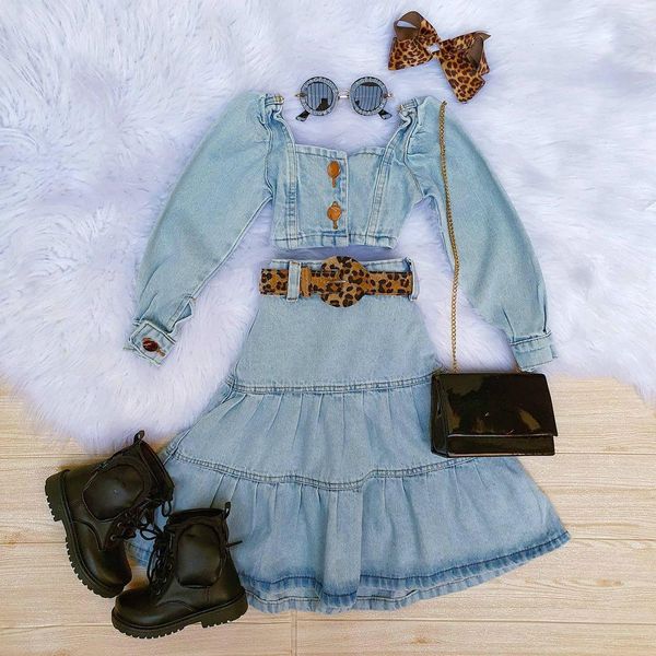 fashion toddler girls 2pcs clothes sets 1-6y solid denim off shoulder long puff sleeve t shirts ruffles a-line skirt, White
fashion toddler girls 2pcs clothes sets 1-6y solid denim off shoulder long puff sleeve t shirts ruffles a-line skirt, White