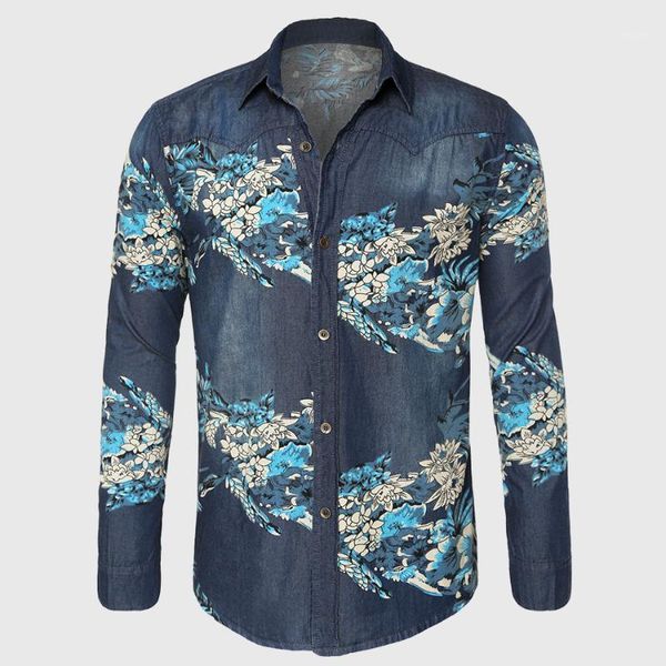 wholesale- floral denim shirt men flower print shirt jeans male vintage camisa masculina1, White;black
wholesale- floral denim shirt men flower print shirt jeans male vintage camisa masculina1, White;black