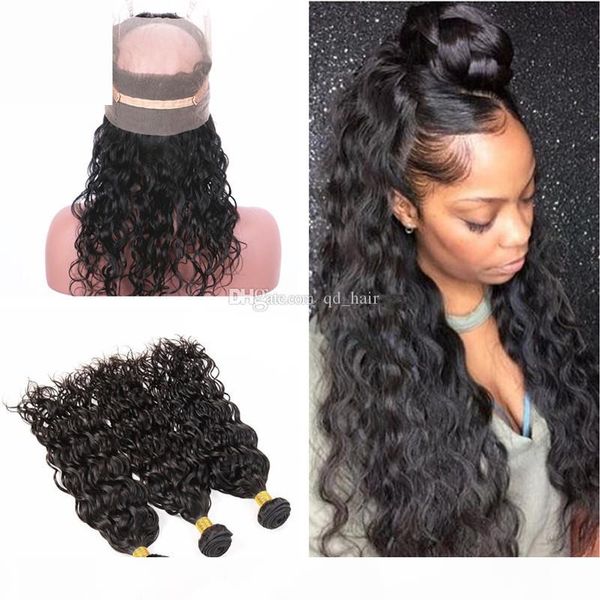 water wave hair 3 bundles with pre plucked 360 lace band frontal wet and wavy hair extension with full lace band frontal, Black
water wave hair 3 bundles with pre plucked 360 lace band frontal wet and wavy hair extension with full lace band frontal, Black