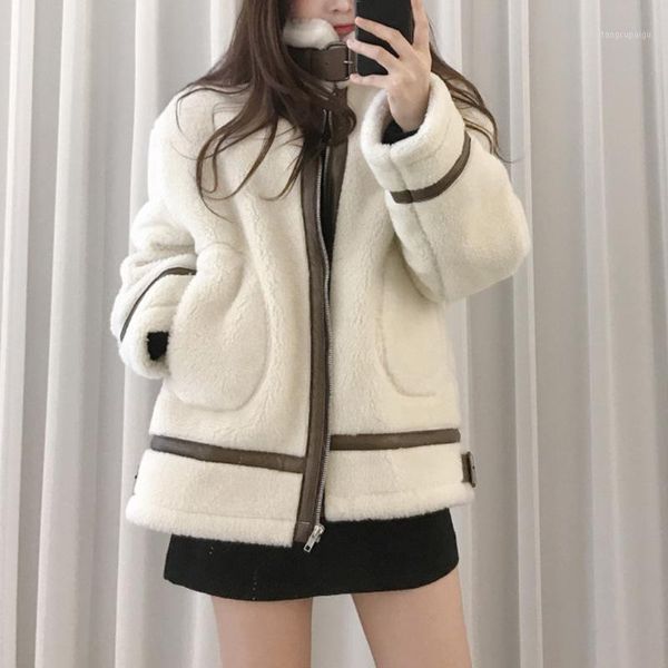 piece imitation lamb wool locomotive loose new coat women's autumn and winter fashion thickened cotton clothing trend1, Black
piece imitation lamb wool locomotive loose new coat women's autumn and winter fashion thickened cotton clothing trend1, Black