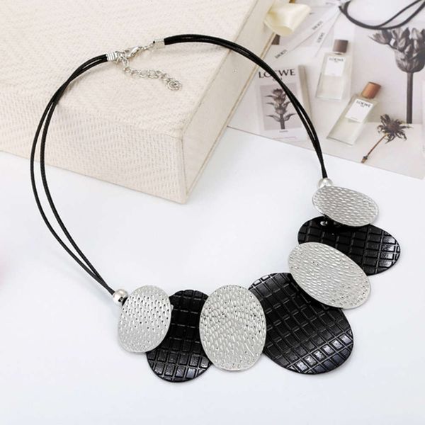 rope geometric oval piece necklace leather collar korean sweater chain women's clavicle chain, Silver
rope geometric oval piece necklace leather collar korean sweater chain women's clavicle chain, Silver