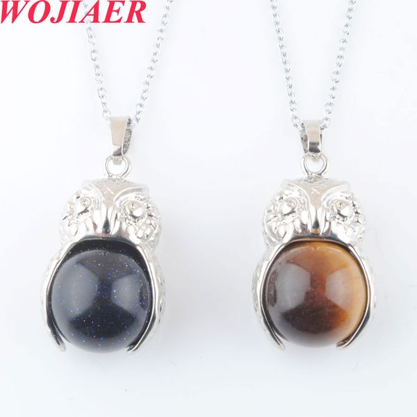 wojiaer natural stones pendants necklaces crystal cute owl quartz lapis lazuli round ball bead pendant women jewelry gift dbo921, Silver
wojiaer natural stones pendants necklaces crystal cute owl quartz lapis lazuli round ball bead pendant women jewelry gift dbo921, Silver