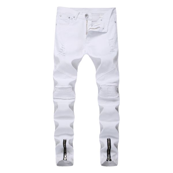 men's jeans men white solid color frayed slim-fit bikes pencil pants classic business streetwear delivery, Blue
men's jeans men white solid color frayed slim-fit bikes pencil pants classic business streetwear delivery, Blue