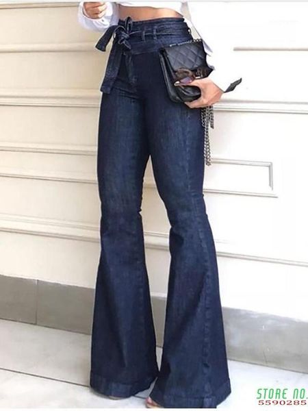 women solid denim high waist bell-bottom jeans autumn plus size casual jeans1, Blue
women solid denim high waist bell-bottom jeans autumn plus size casual jeans1, Blue