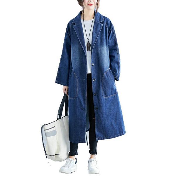 spring autumn female long sleeve suit collar solid color single-breasted washed loose long denim trench coat windbreaker women 201031, Tan;black
spring autumn female long sleeve suit collar solid color single-breasted washed loose long denim trench coat windbreaker women 201031, Tan;black