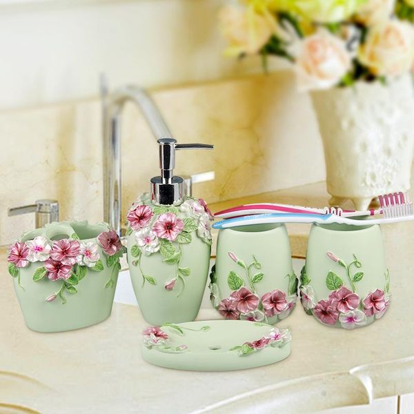 bath accessory set emboss resin bathroom kit european style toothbrush cup five-piece suit household supplies toothpaste dispenser
bath accessory set emboss resin bathroom kit european style toothbrush cup five-piece suit household supplies toothpaste dispenser
