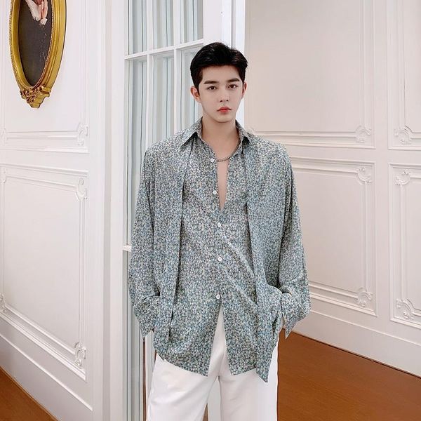 men's casual shirts men spring style print long sleeve male tie streetwear vintage loose fashion show dress, White;black
men's casual shirts men spring style print long sleeve male tie streetwear vintage loose fashion show dress, White;black