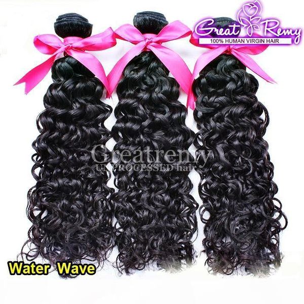 

3pcs lot brazilian water wave hair weft natural color dyeable peruvian indian hair water wave greatremy dropshipping hair bundles, Black