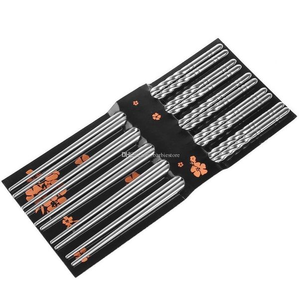5 pairs stainless steel chopsticks spiral decoration reusable chop sticks e00688
5 pairs stainless steel chopsticks spiral decoration reusable chop sticks e00688