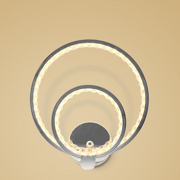 decorative modern round double rings chrome aluminium and k9 crystal 24w led wall sconce lamp living room bedside light fixture
decorative modern round double rings chrome aluminium and k9 crystal 24w led wall sconce lamp living room bedside light fixture