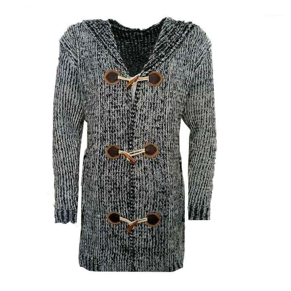 men's medium length cardigan knitting hooded horn button loose fashion casual personality thick warm wool sweater1, White;black
men's medium length cardigan knitting hooded horn button loose fashion casual personality thick warm wool sweater1, White;black