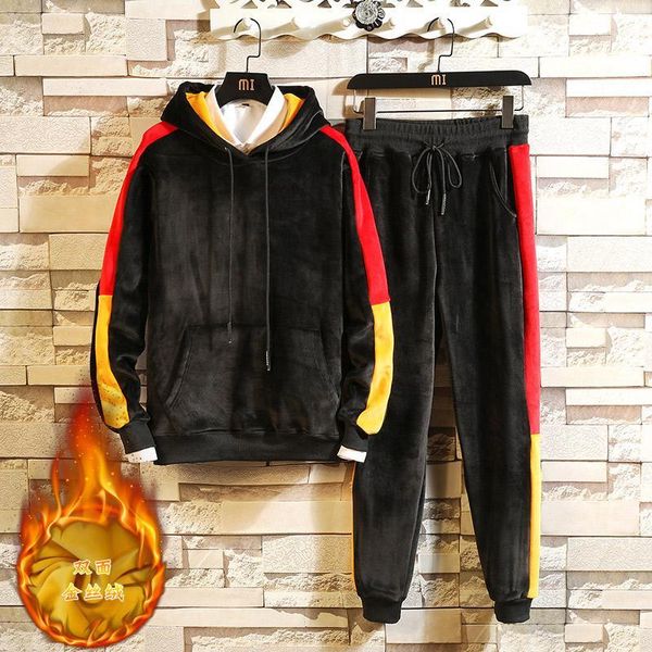 men warm hoodies set winter autumn golden velvet casual tracksuit mens set sports two piece patchwork hoodie pant male suit1, Gray
men warm hoodies set winter autumn golden velvet casual tracksuit mens set sports two piece patchwork hoodie pant male suit1, Gray