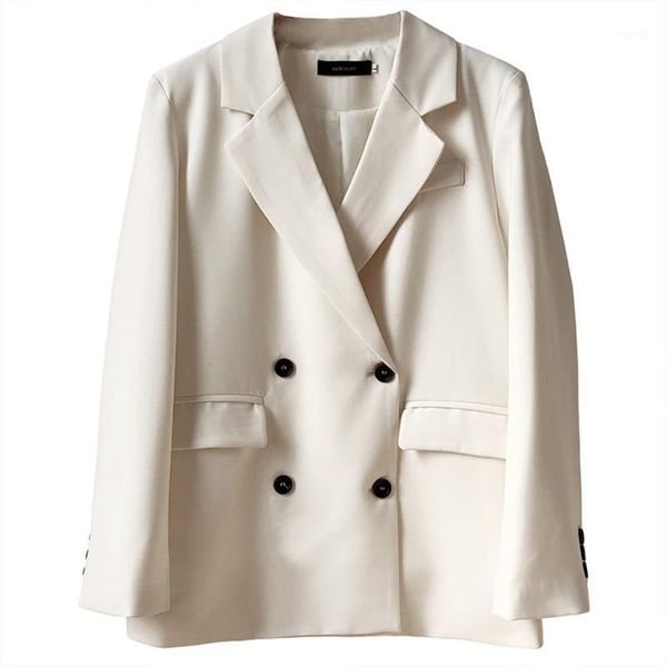 white slim female coat spring 2021 korean style casual suit double-breasted pockets women's jacket 1221, White;black
white slim female coat spring 2021 korean style casual suit double-breasted pockets women's jacket 1221, White;black