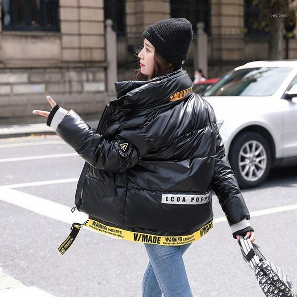 2021 winter stand-collar shiny down cotton jacket female short thick warm letter stitching casual bread clothes women jackets1, Black
2021 winter stand-collar shiny down cotton jacket female short thick warm letter stitching casual bread clothes women jackets1, Black