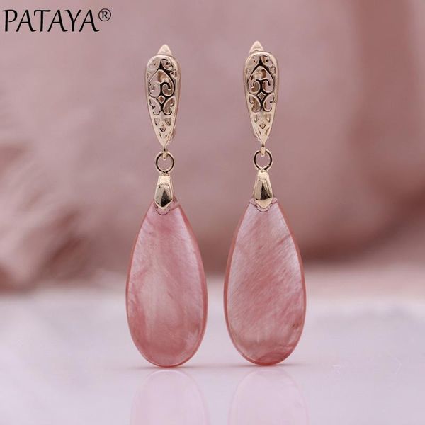 pataya new 585 rose gold water drop natural stone long dangle earrings women hollow earrings fine wedding party fashion jewelry, Silver
pataya new 585 rose gold water drop natural stone long dangle earrings women hollow earrings fine wedding party fashion jewelry, Silver