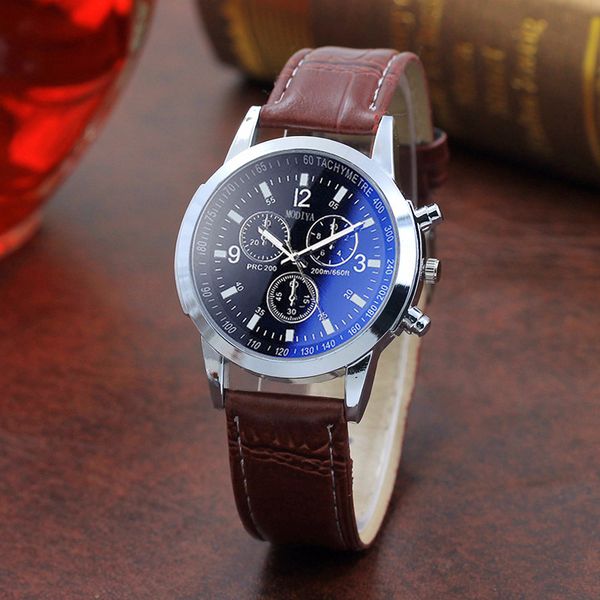 fashion blue light glass belt men's watch straight gift fashion watch men's quartz watch, Slivery;brown 
fashion blue light glass belt men's watch straight gift fashion watch men's quartz watch, Slivery;brown