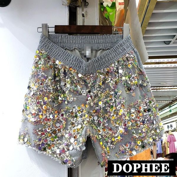 women's shorts european 2021 summer heavy beaded sequins elastic waist loose wide leg casual pants retro sports femme, White;black
women's shorts european 2021 summer heavy beaded sequins elastic waist loose wide leg casual pants retro sports femme, White;black